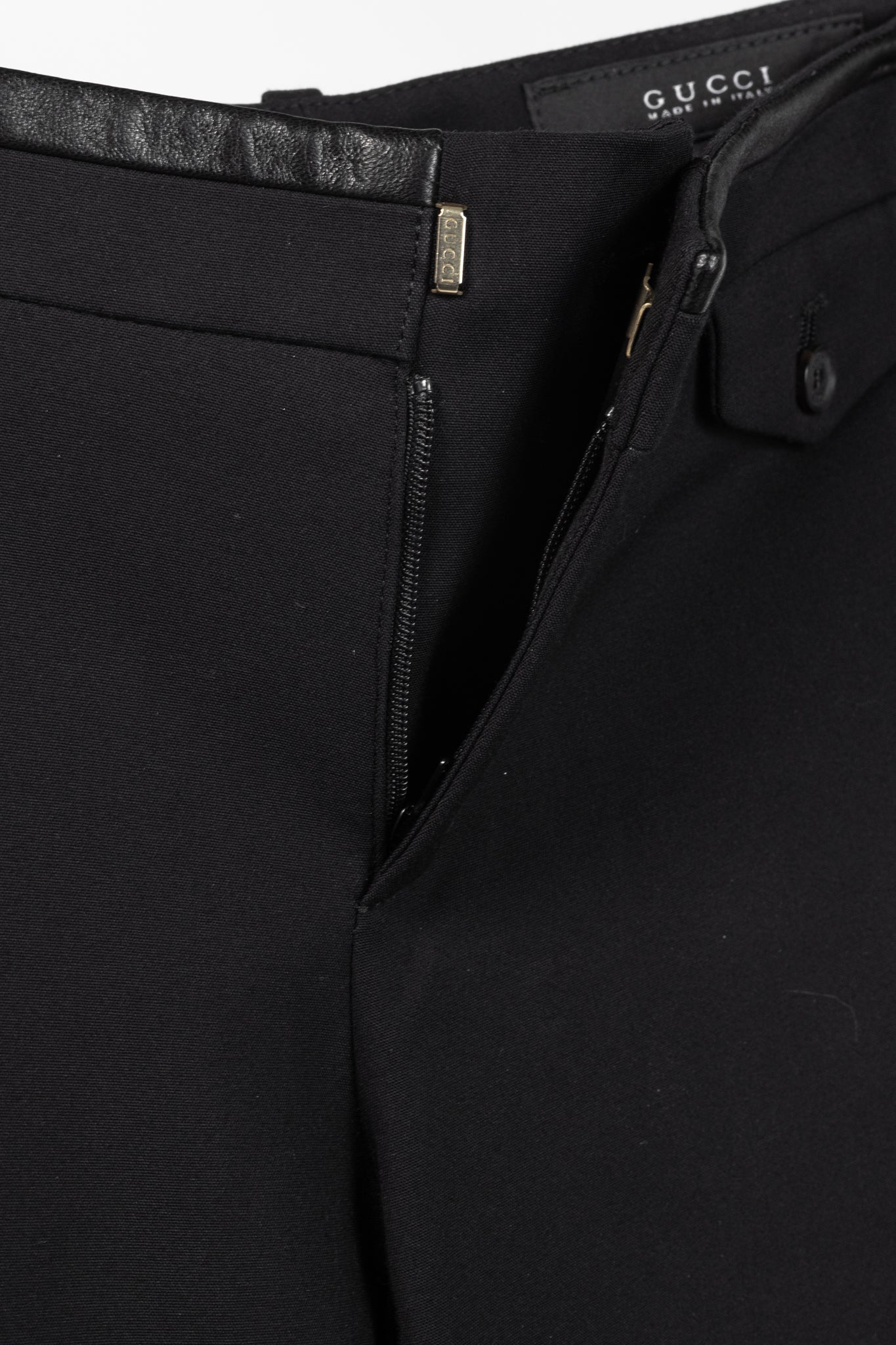 Gucci PF/13 Black Cotton-Blend Leather-Trim Cropped Riding Pants