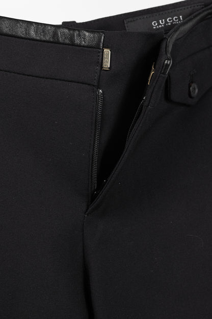 Gucci PF/13 Black Cotton-Blend Leather-Trim Cropped Riding Pants
