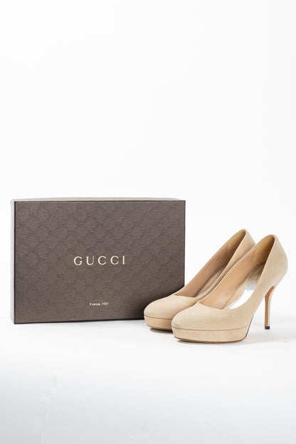 Gucci Sable Kid Scamosciato Platform Pumps