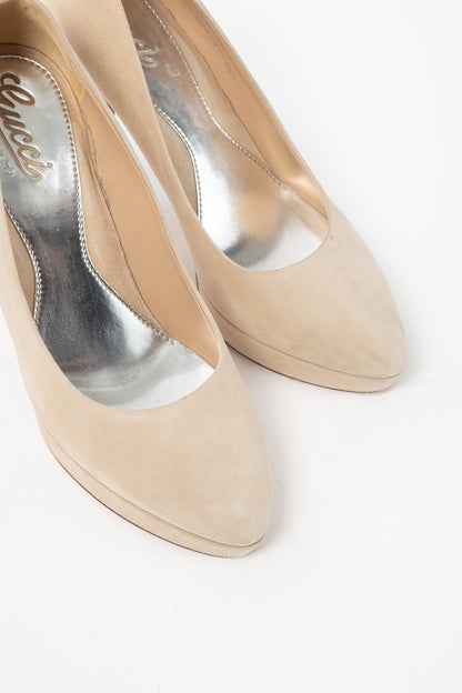 Gucci Sable Kid Scamosciato Platform Pumps