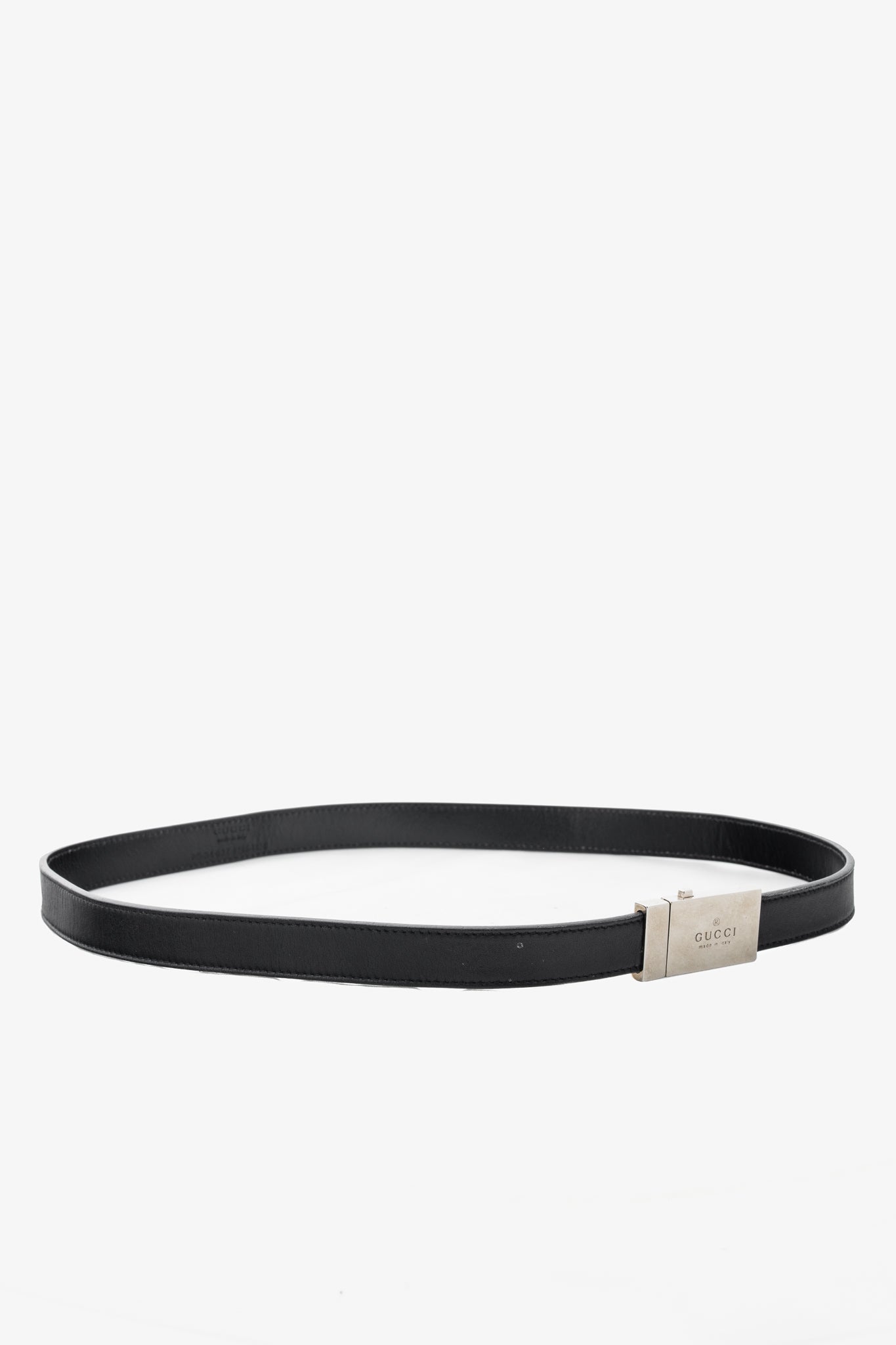 Gucci Black Leather Logo-Buckle Belt