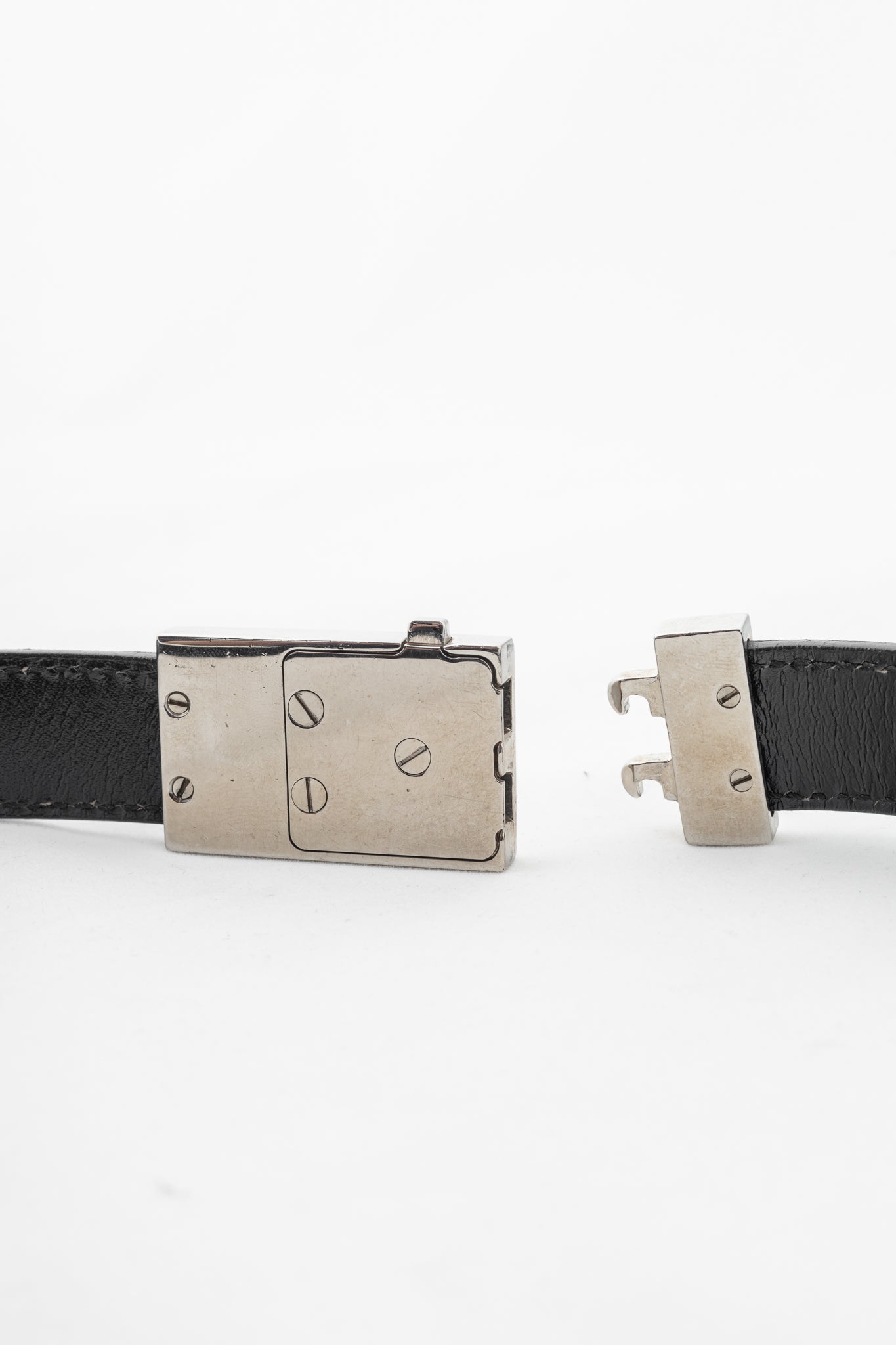 Gucci Black Leather Logo-Buckle Belt