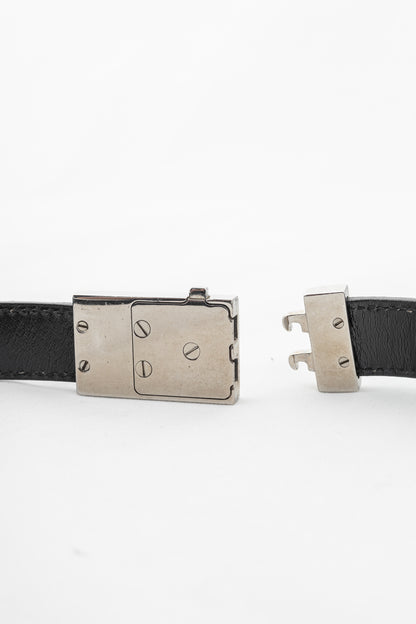 Gucci Black Leather Logo-Buckle Belt