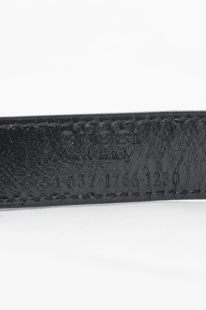 Gucci Black Leather Logo-Buckle Belt
