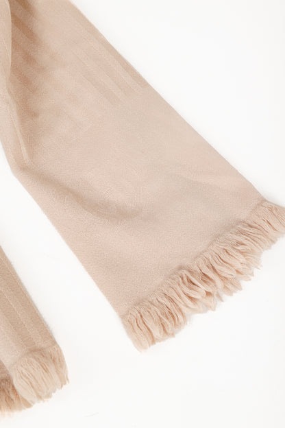 Gucci Beige Wool Striped GG Scarf