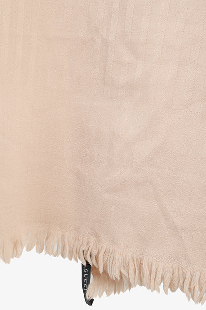 Gucci Beige Wool Striped GG Scarf