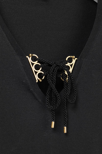 Gucci SS/11 Black Cotton-Blend Lace-Up Pullover
