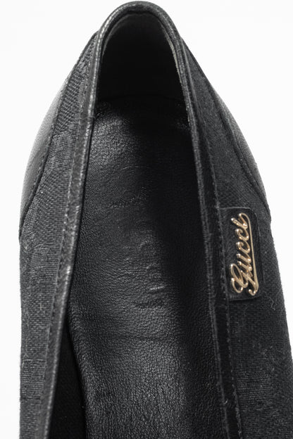 Gucci Black GG Canvas Web Ballet Flats