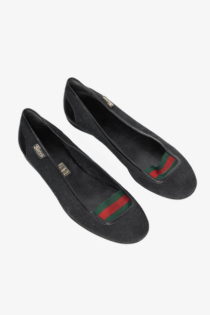 Gucci Black GG Canvas Web Ballet Flats