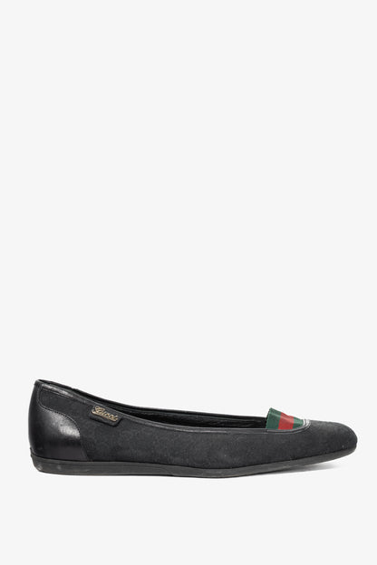 Gucci Black GG Canvas Web Ballet Flats