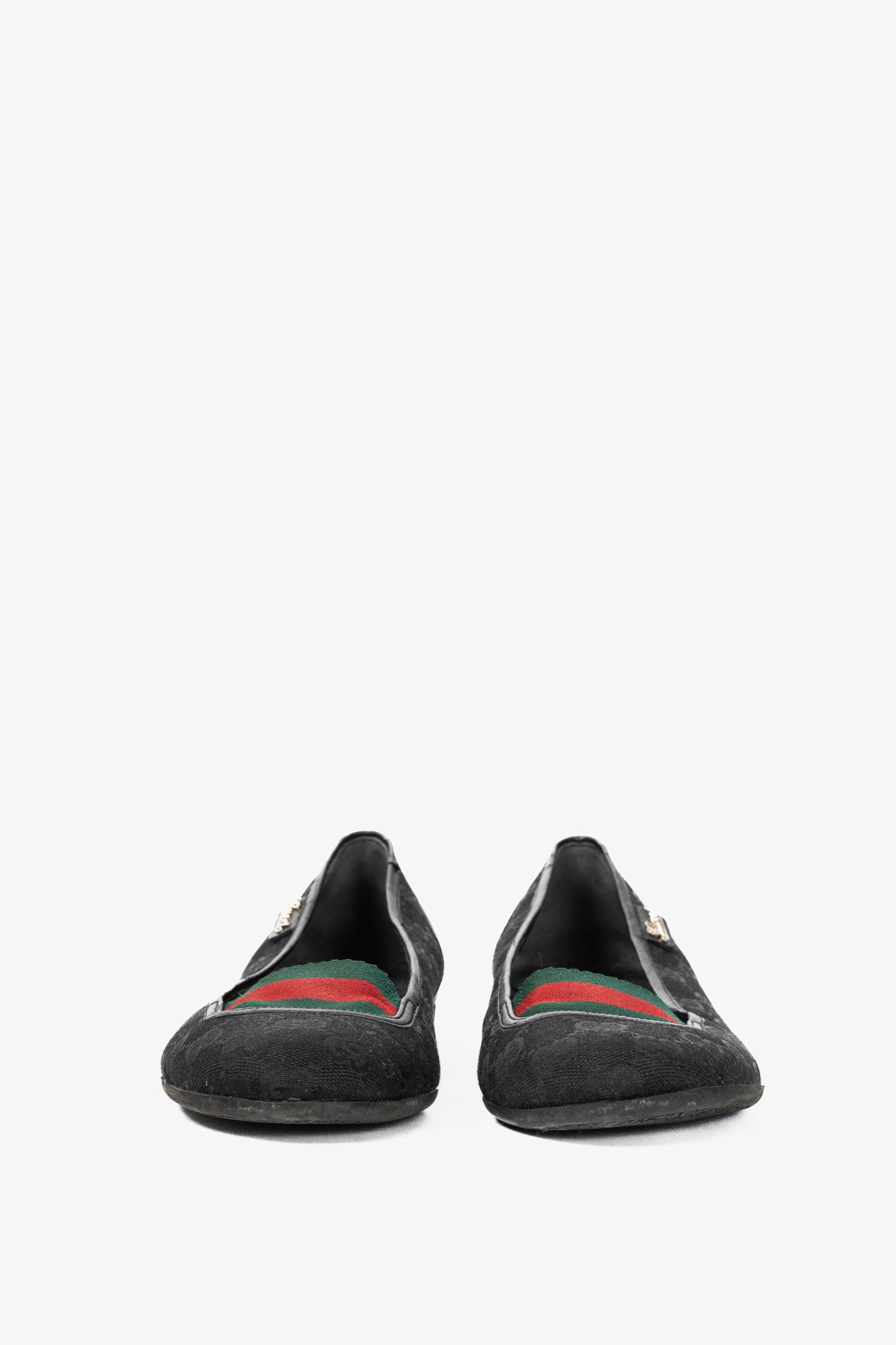 Gucci Black GG Canvas Web Ballet Flats