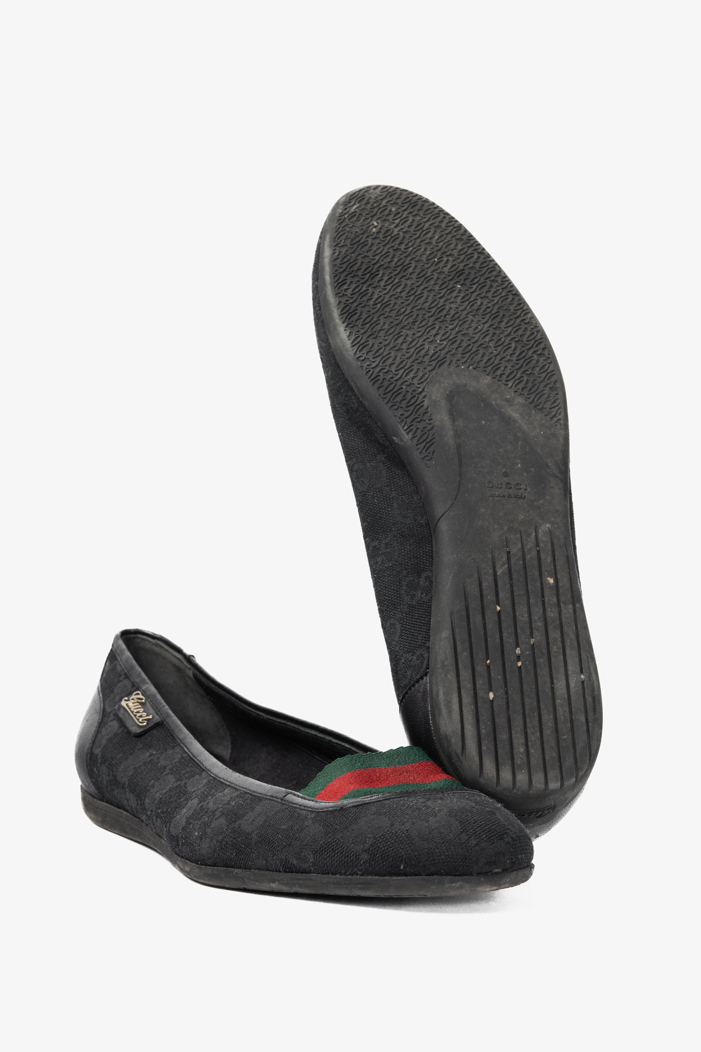 Gucci Black GG Canvas Web Ballet Flats