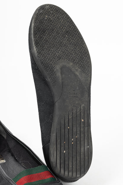 Gucci Black GG Canvas Web Ballet Flats