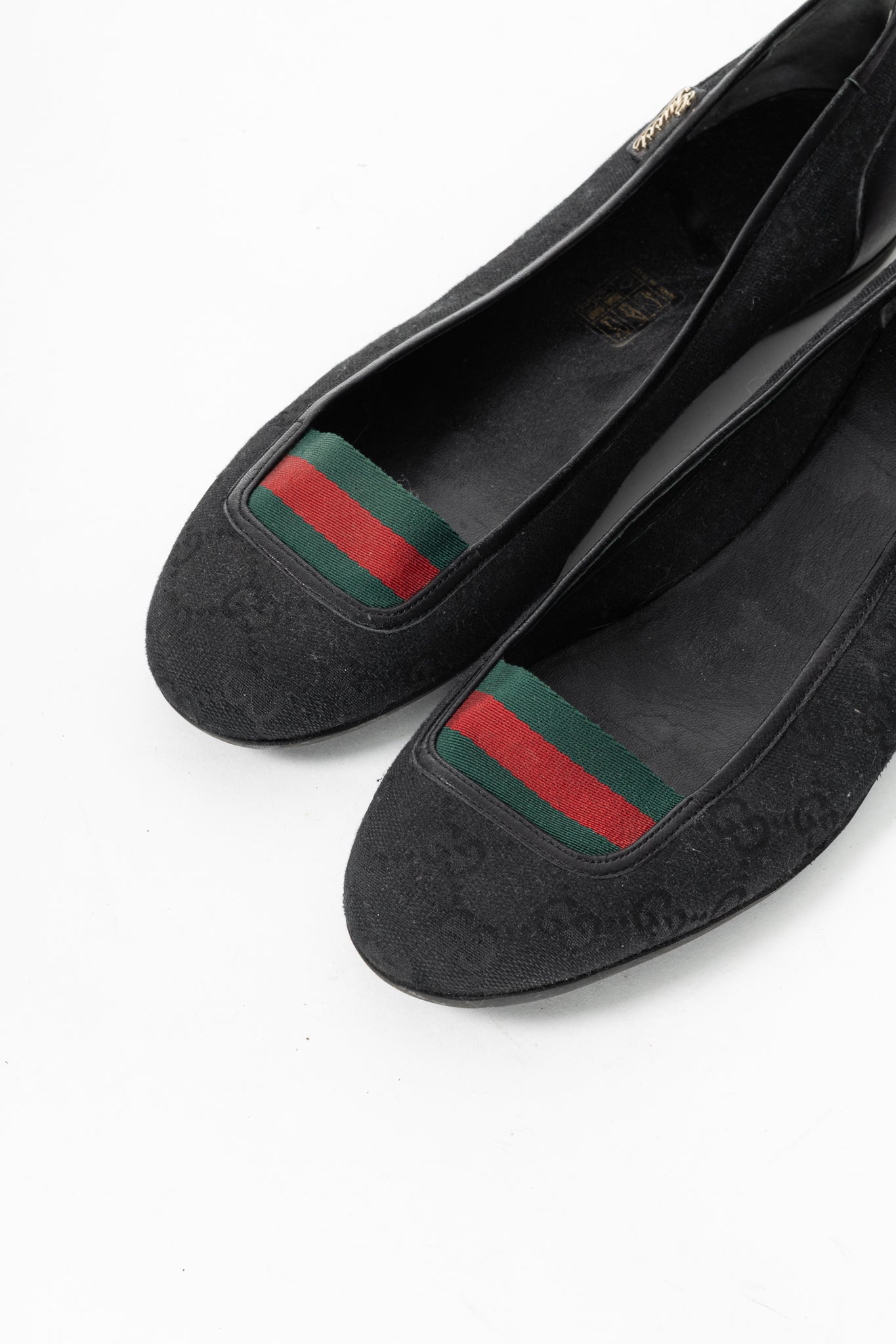 Gucci Black GG Canvas Web Ballet Flats