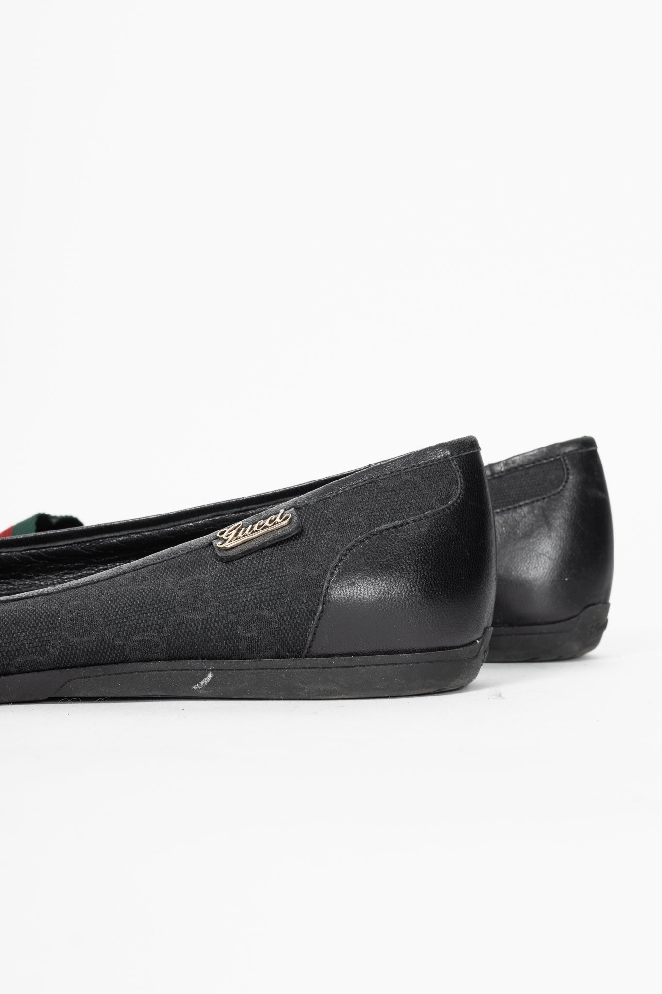 Gucci Black GG Canvas Web Ballet Flats