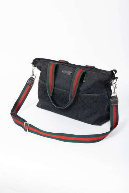 Gucci Black GG-Canvas Diaper Tote