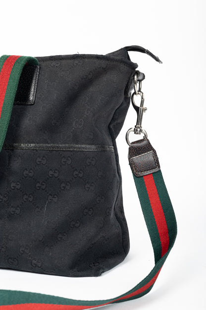 Gucci Black GG-Canvas Diaper Tote