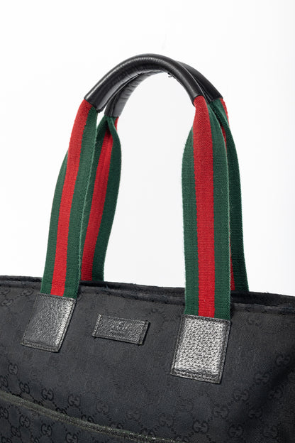 Gucci Black GG-Canvas Diaper Tote