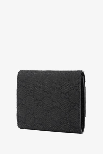Gucci Black GG Canvas Horsebit Web Trifold Wallet