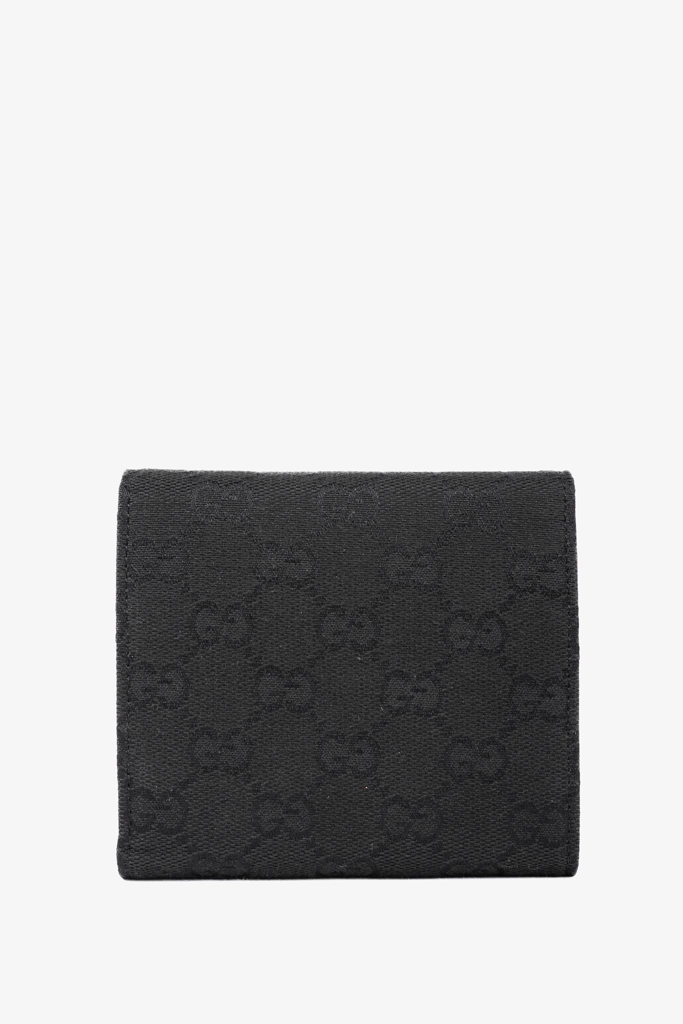 Gucci Black GG Canvas Horsebit Web Trifold Wallet