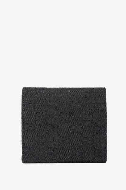 Gucci Black GG Canvas Horsebit Web Trifold Wallet