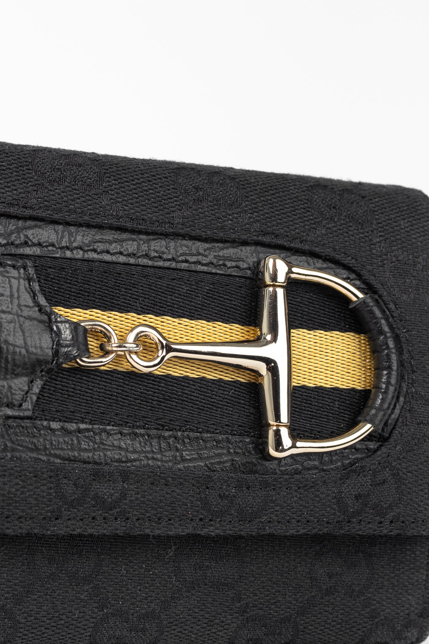 Gucci Black GG Canvas Horsebit Web Trifold Wallet