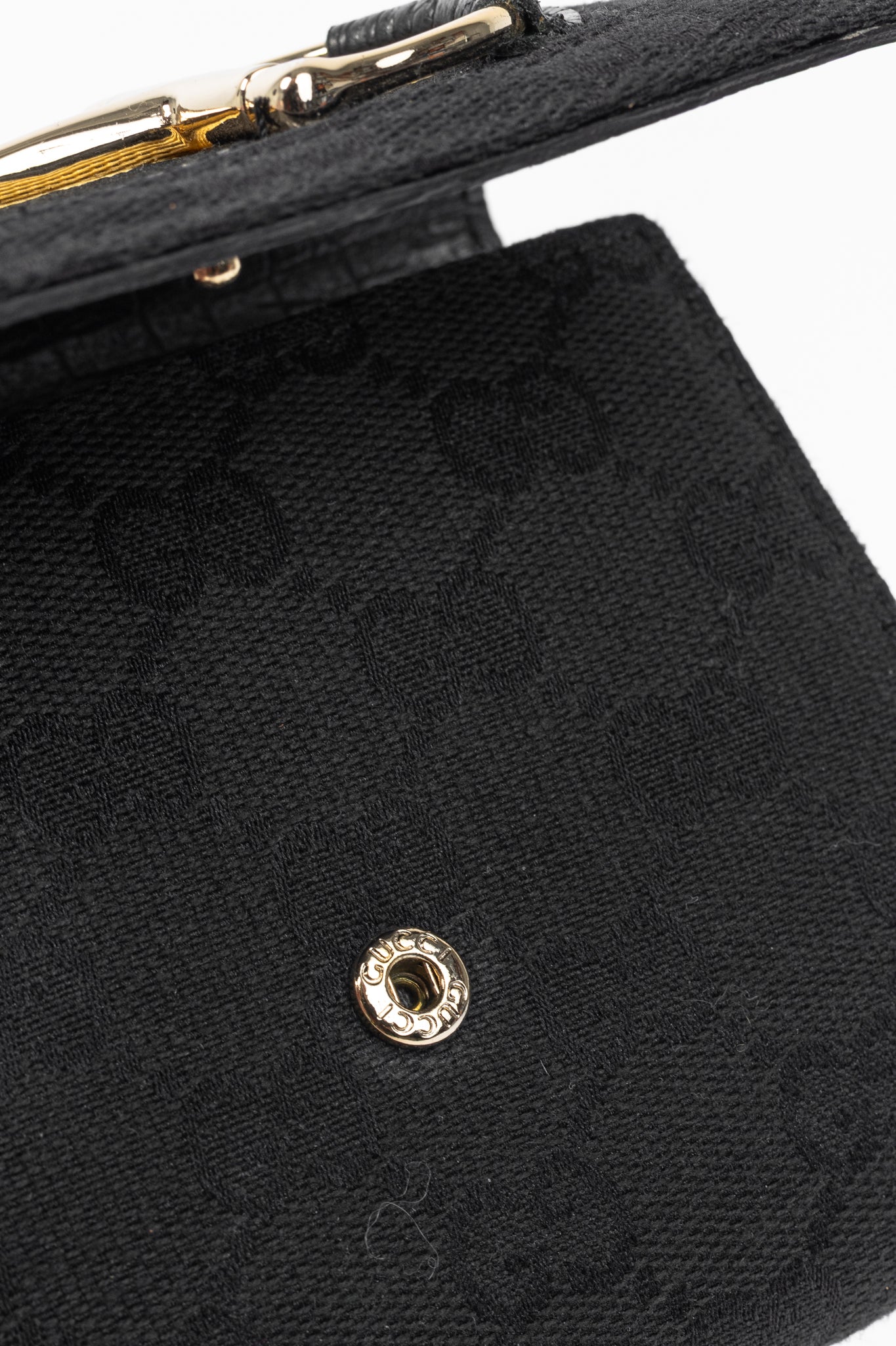Gucci Black GG Canvas Horsebit Web Trifold Wallet