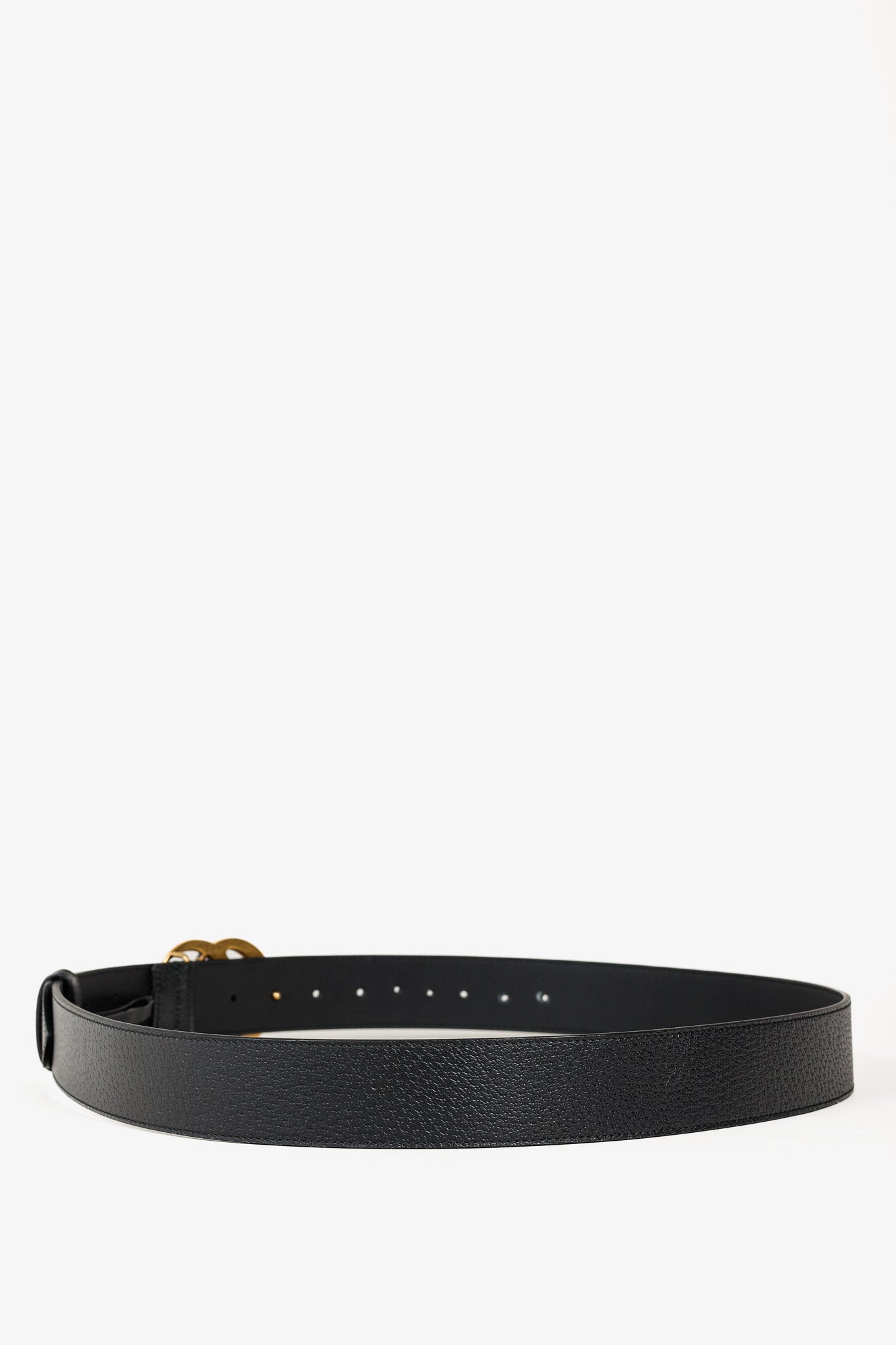 Gucci Marmont Golden GG Buckle Black Leather Wide Belt