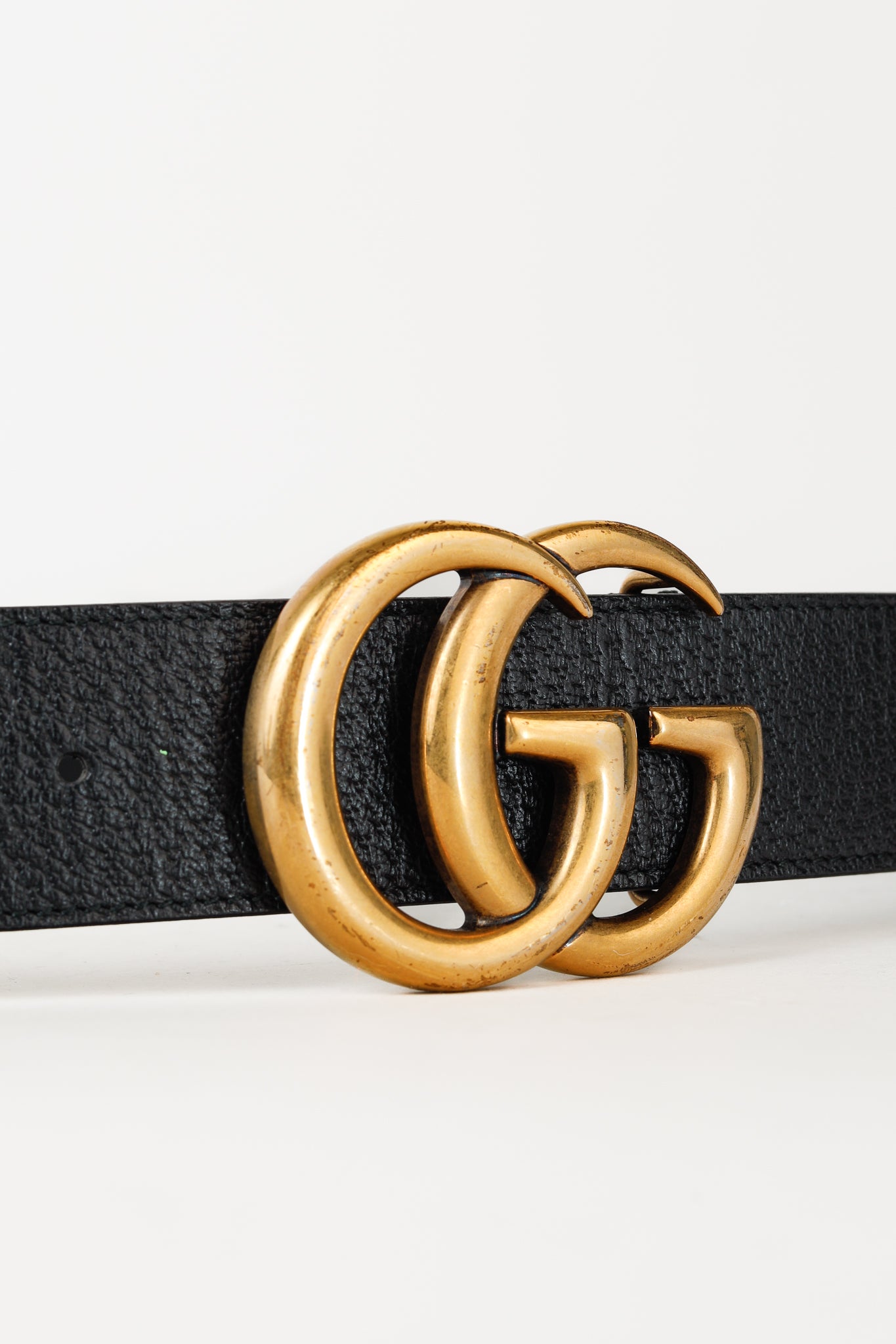 Gucci Marmont Golden GG Buckle Black Leather Wide Belt