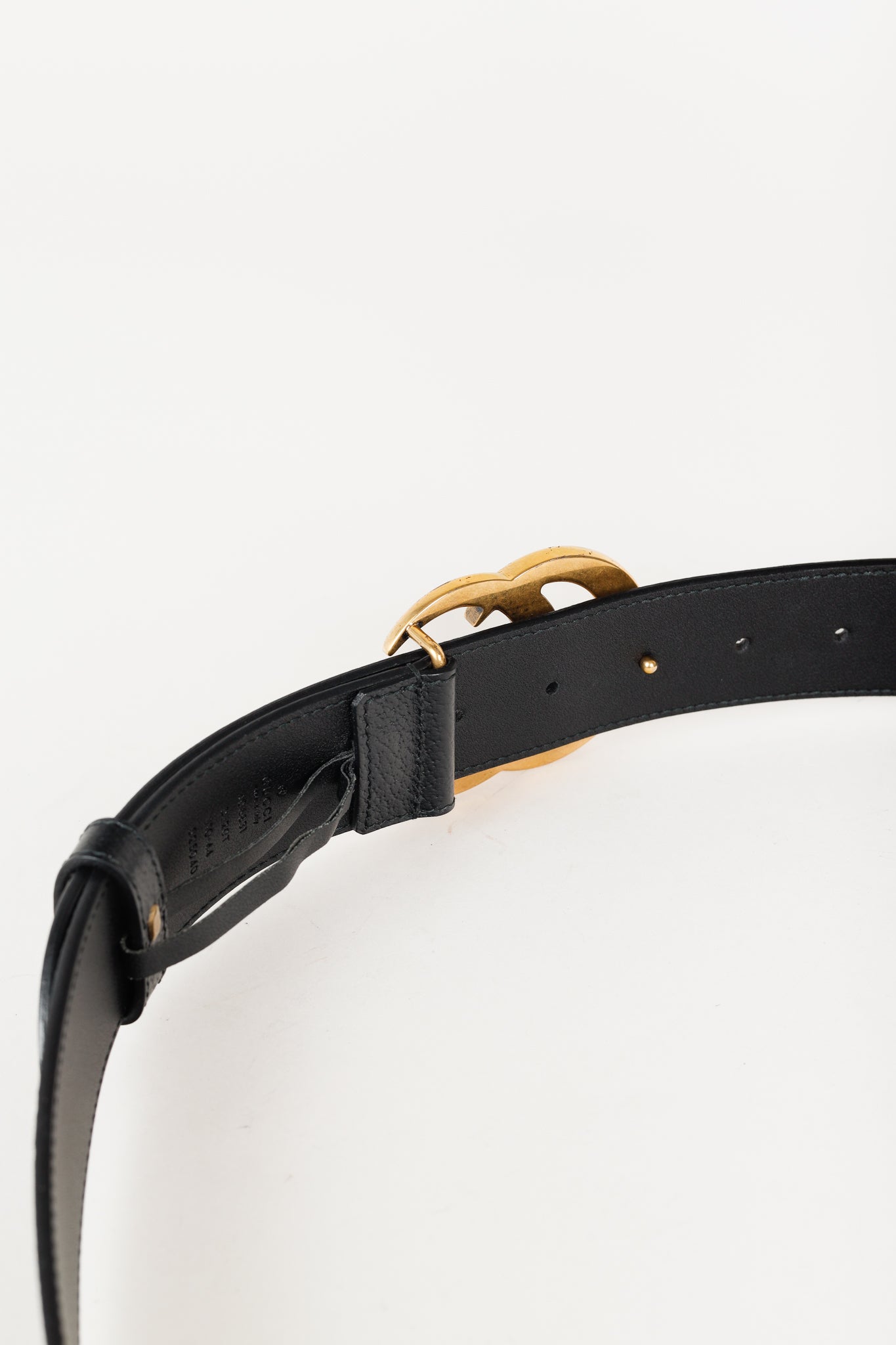 Gucci Marmont Golden GG Buckle Black Leather Wide Belt