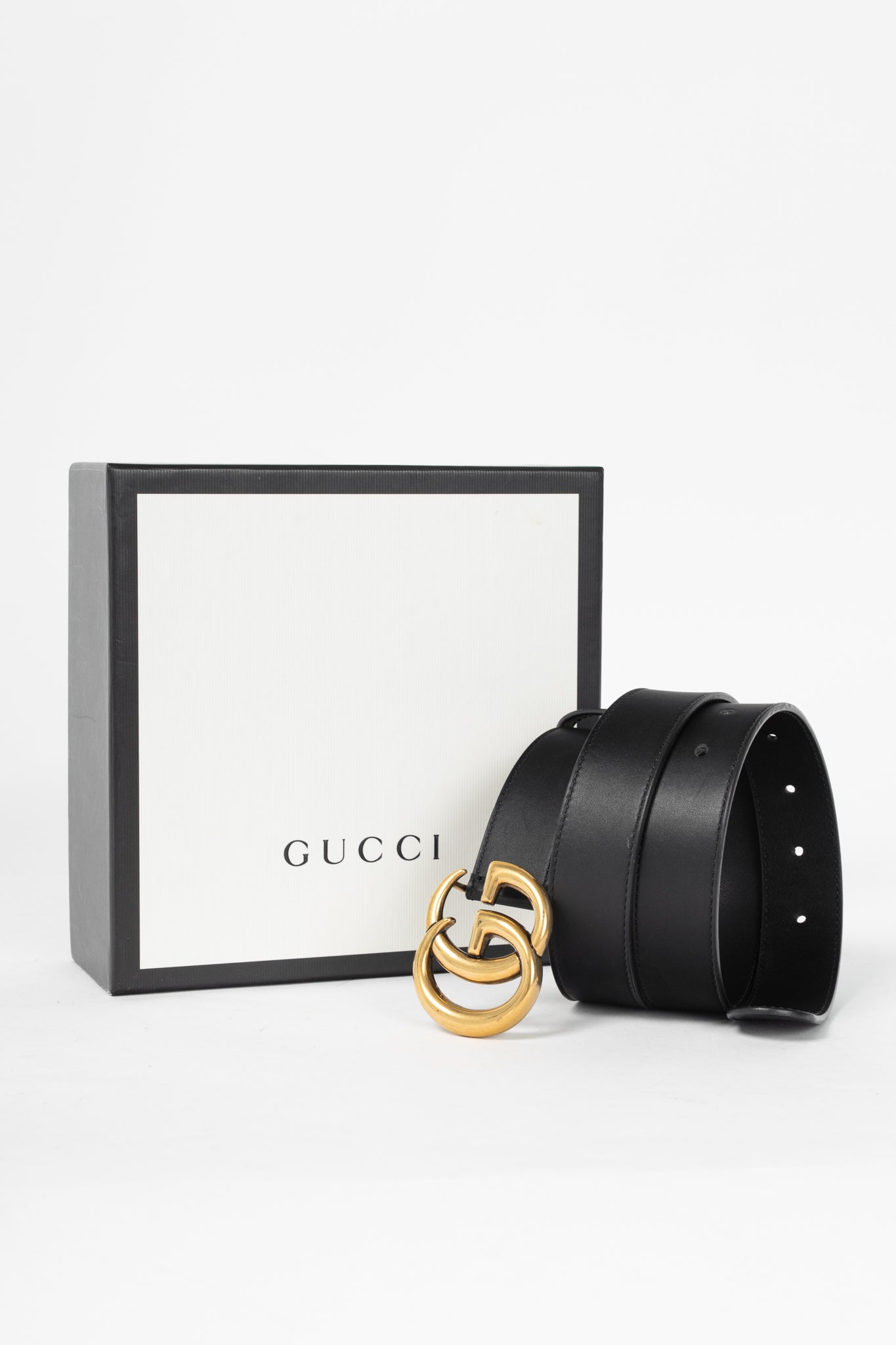 Gucci GG Marmont Black Leather Belt