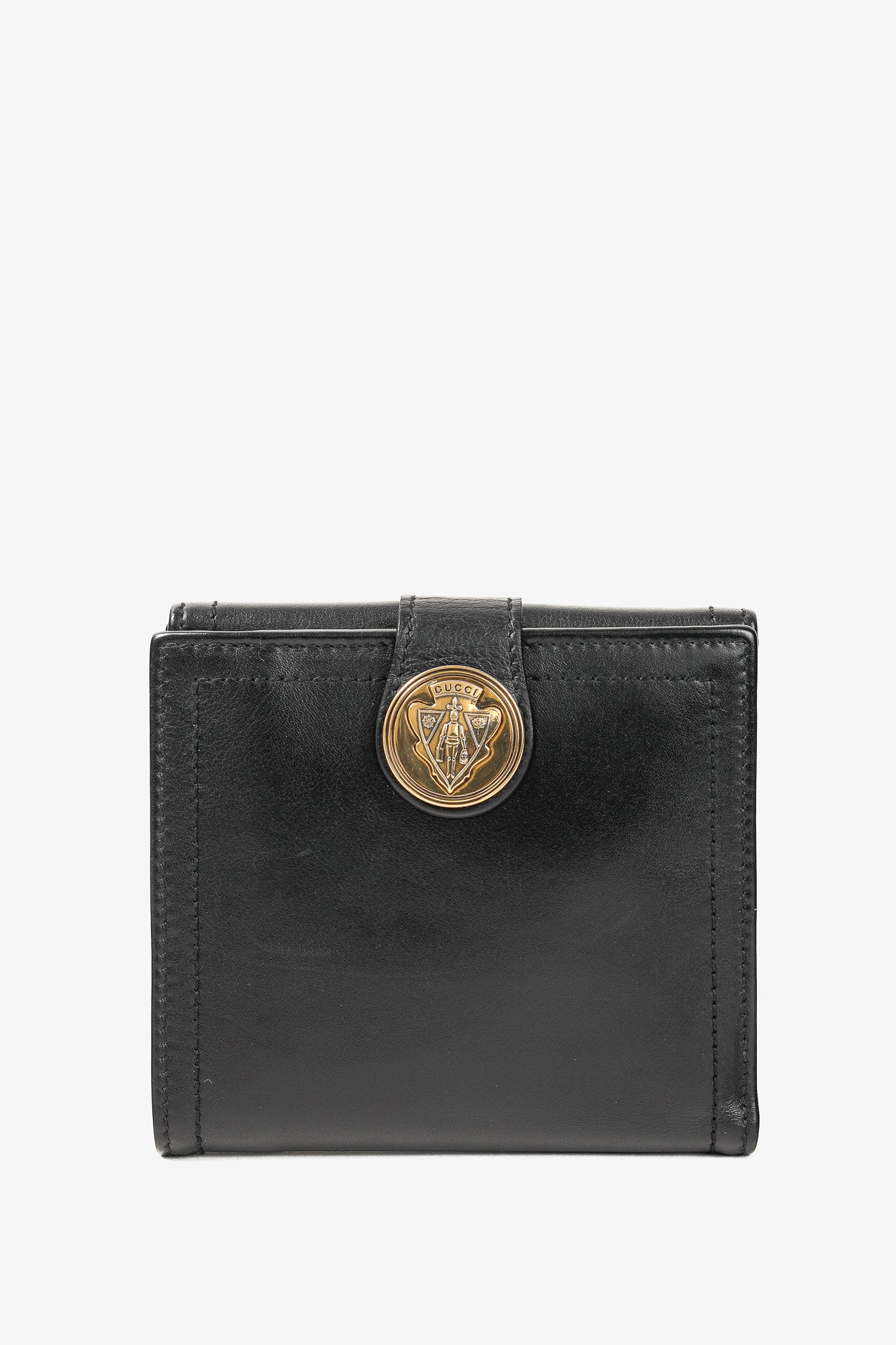 Gucci Hysteria Black Leather Gold Knight Hysteria Compact Wallet