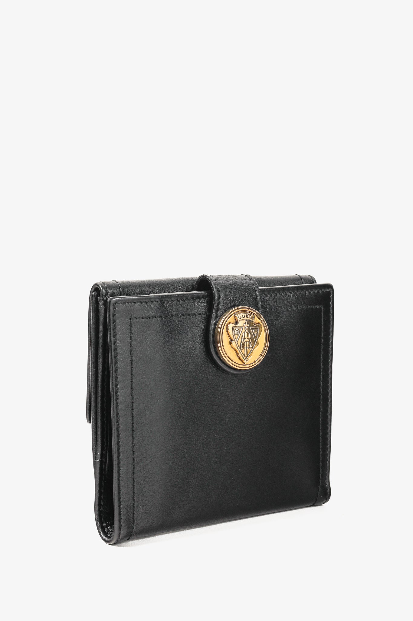 Gucci Hysteria Black Leather Gold Knight Hysteria Compact Wallet