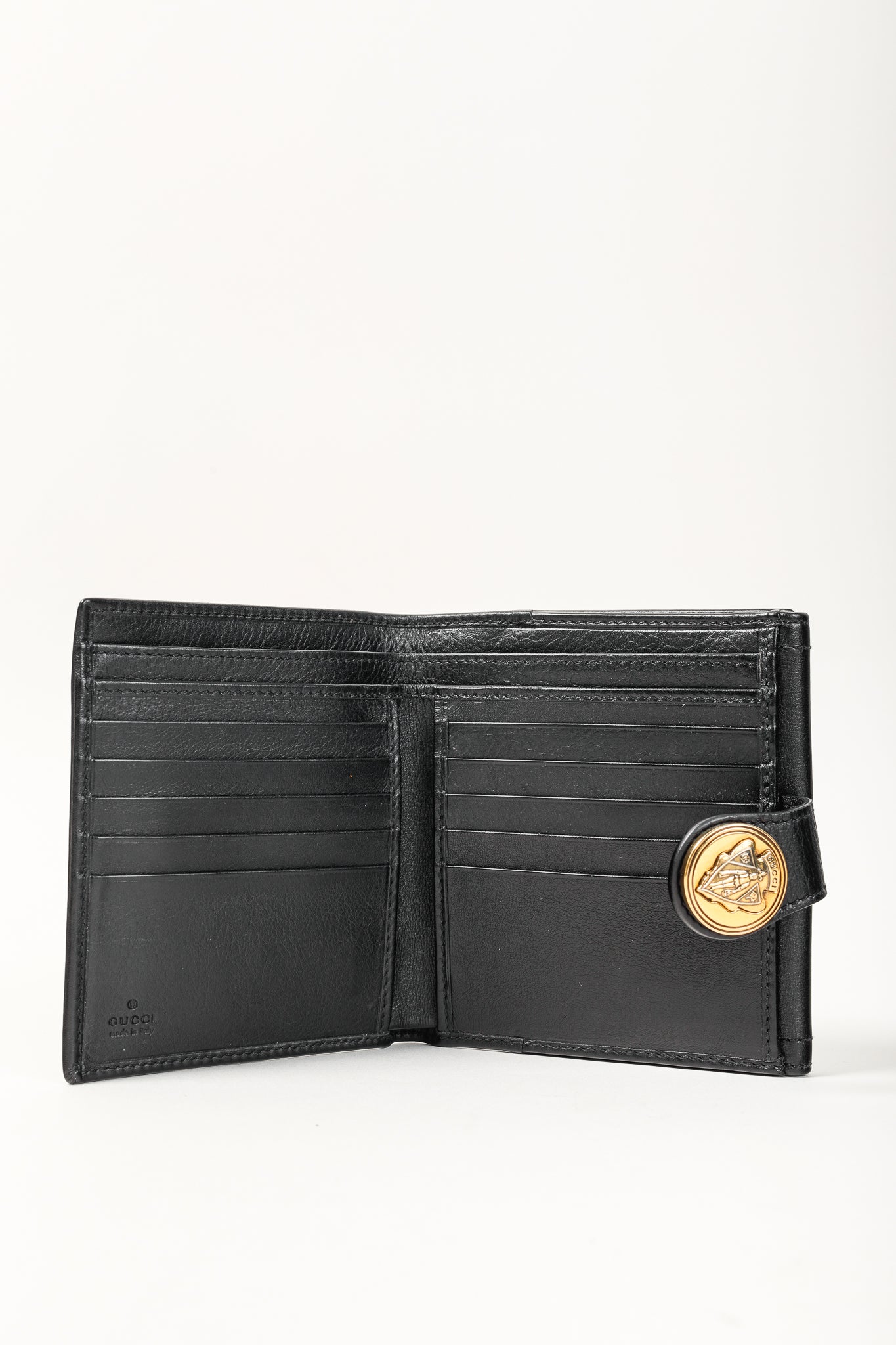 Gucci Hysteria Black Leather Gold Knight Hysteria Compact Wallet