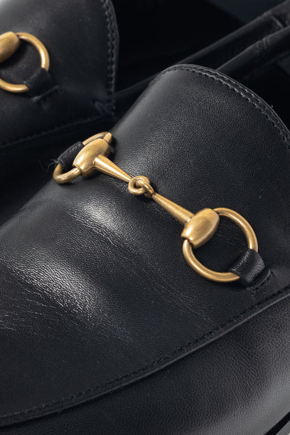 Gucci Nero Agnello Plonge Horsebit Loafers