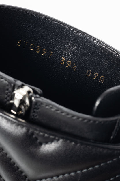 Gucci Black Leather Double G Combat Ankle Boots