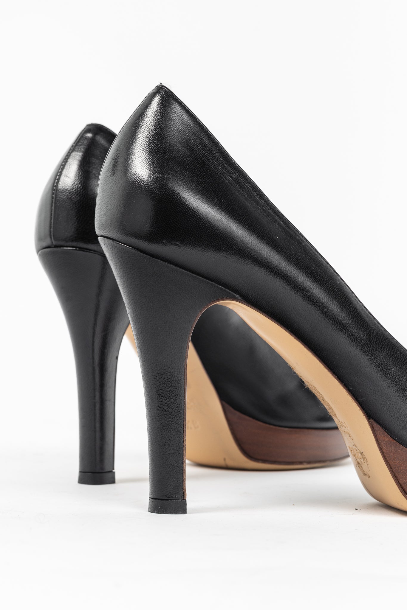 Gucci Black Leather Horsebit Peep-Toe Platform Pumps