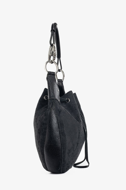 Gucci Black GG Monogram Canvas Drawstring Hobo