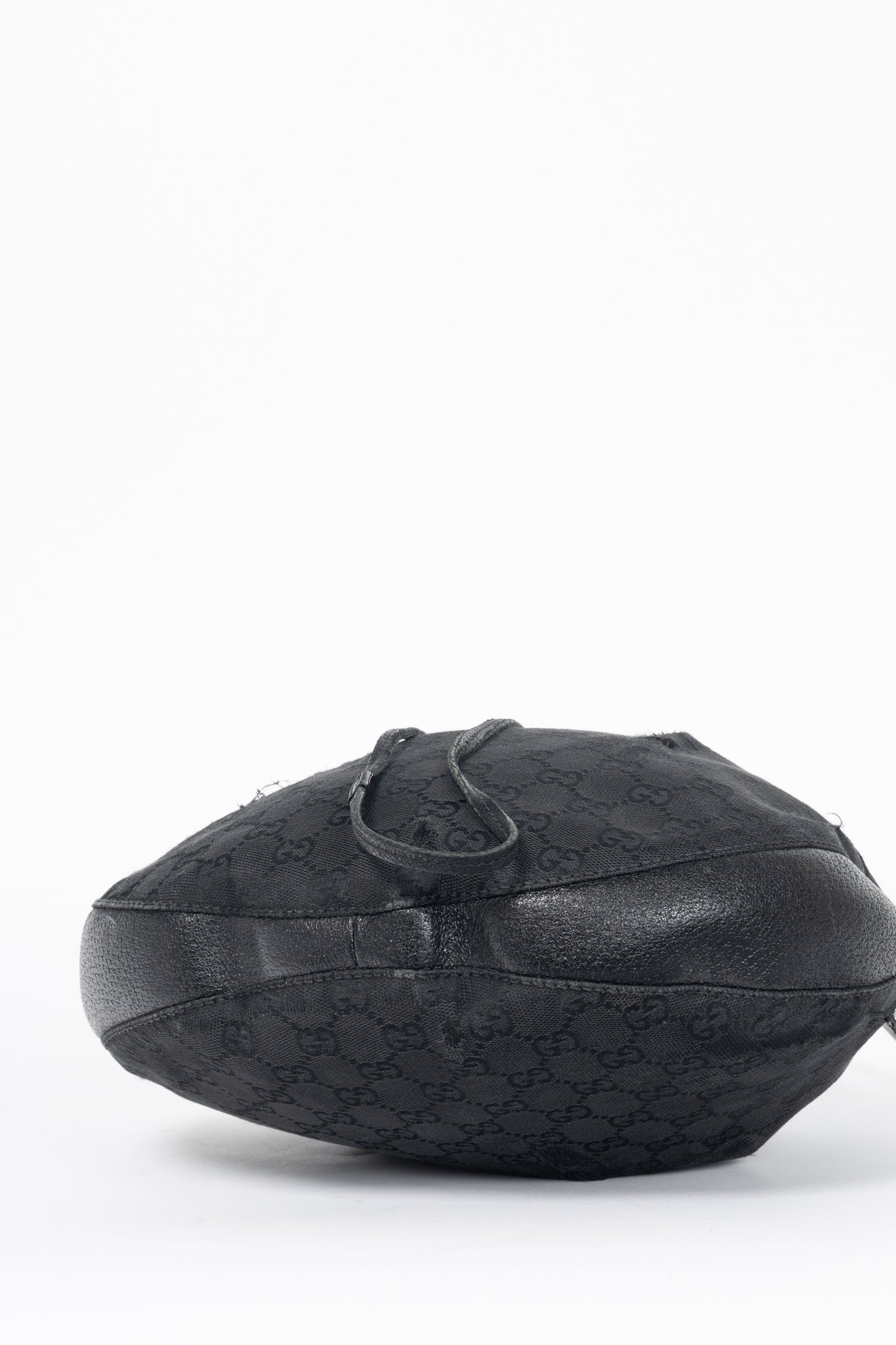 Gucci Black GG Monogram Canvas Drawstring Hobo