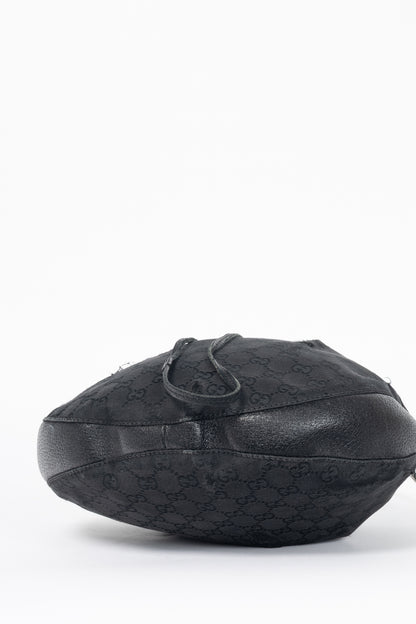 Gucci Black GG Monogram Canvas Drawstring Hobo