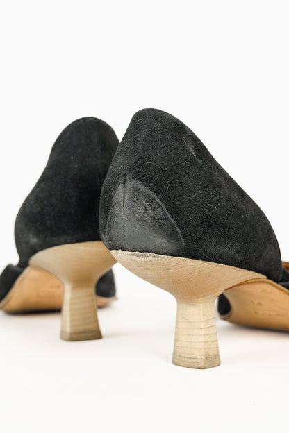 Gucci Tom Ford Era Black-Suede Pointed Toe Kitten Heels