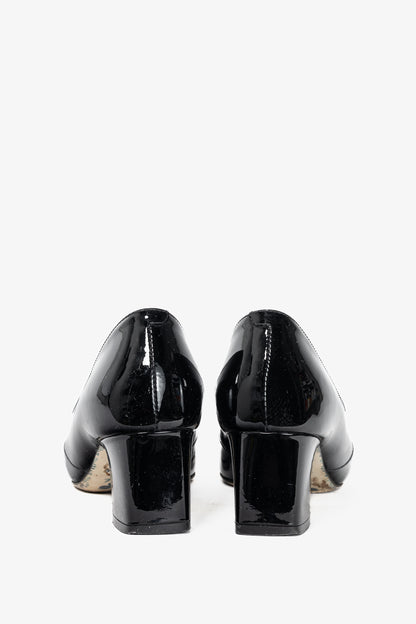 Gucci Victoire Black Patent-Leather GG Loafer Pumps