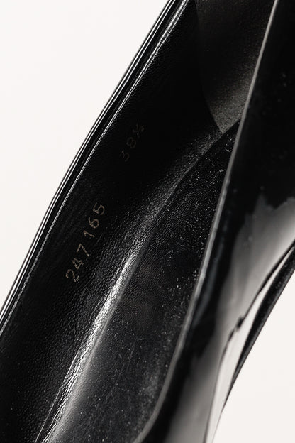 Gucci Nero Vernice Crystal Square-Toe Patent Leather Platform Pumps