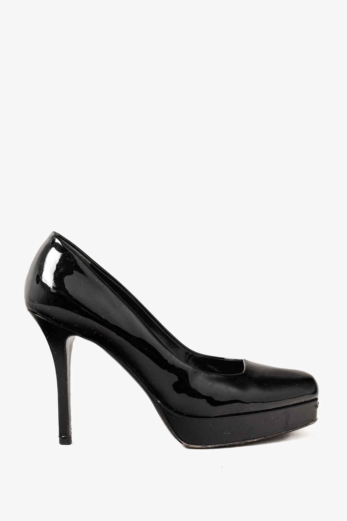 Gucci Nero Vernice Crystal Square-Toe Patent Leather Platform Pumps
