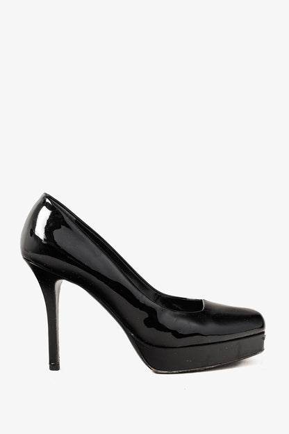 Gucci Nero Vernice Crystal Square-Toe Patent Leather Platform Pumps