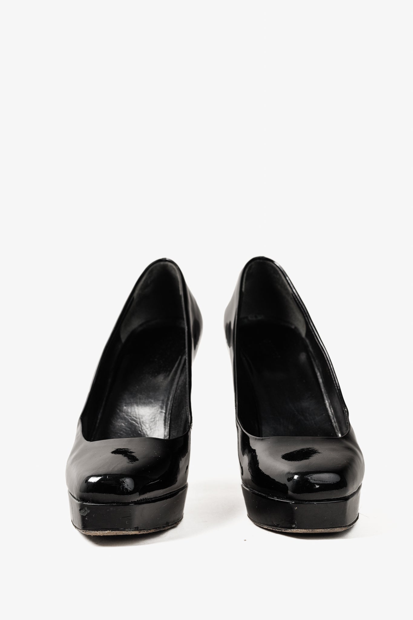 Gucci Nero Vernice Crystal Square-Toe Patent Leather Platform Pumps