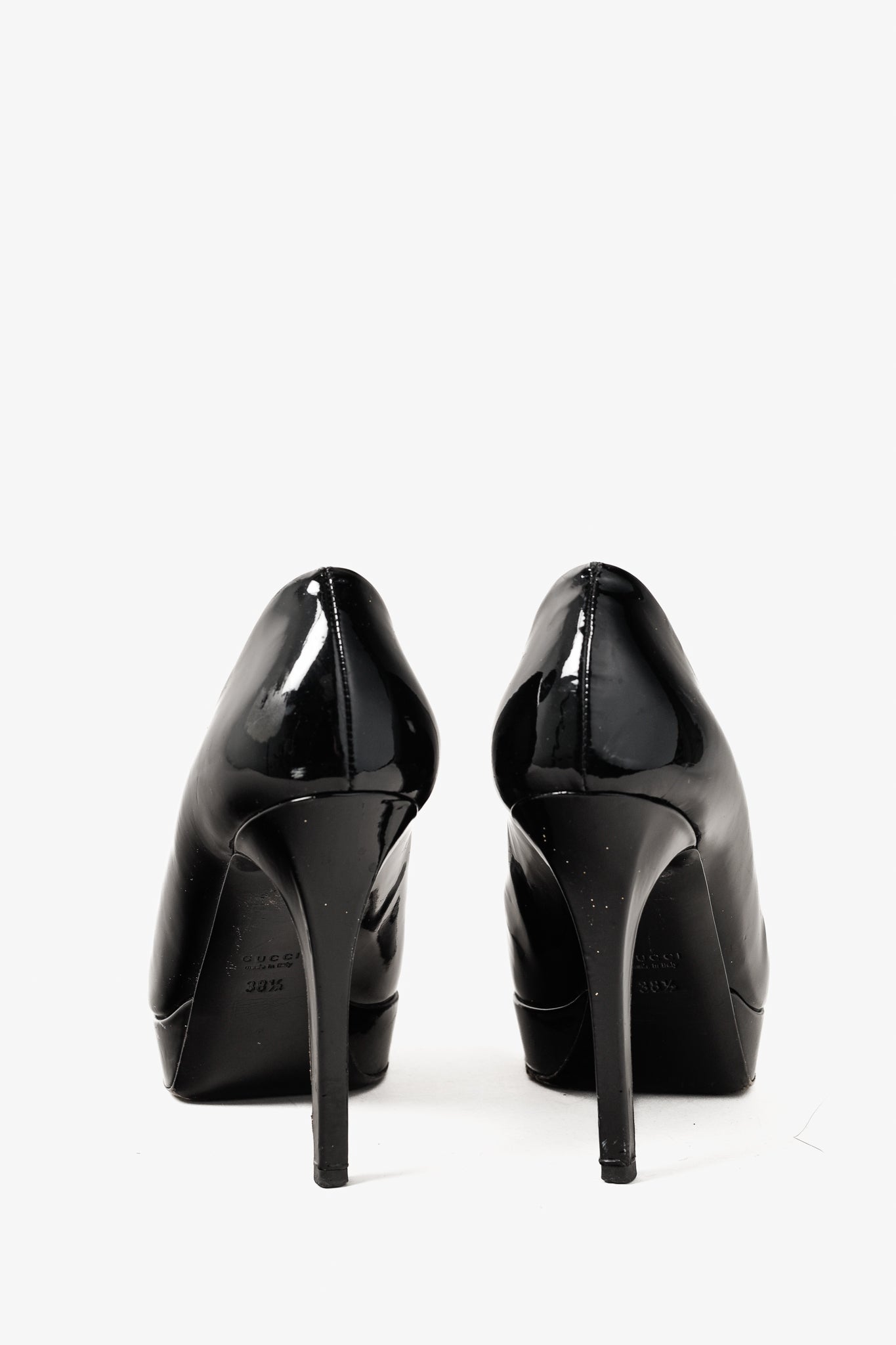 Gucci Nero Vernice Crystal Square-Toe Patent Leather Platform Pumps