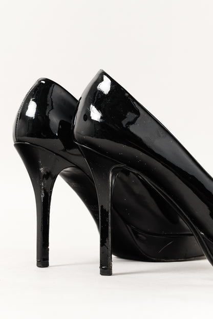 Gucci Nero Vernice Crystal Square-Toe Patent Leather Platform Pumps