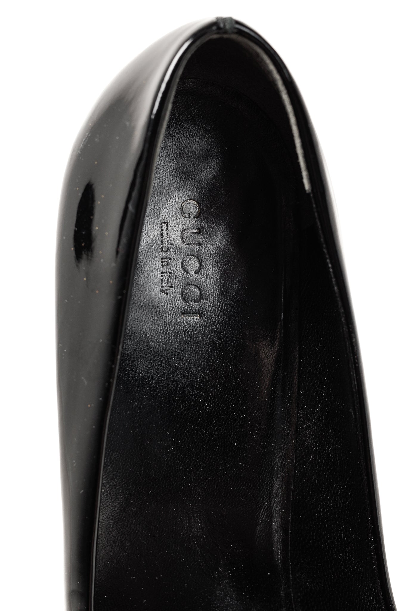 Gucci Nero Vernice Crystal Square-Toe Patent Leather Platform Pumps