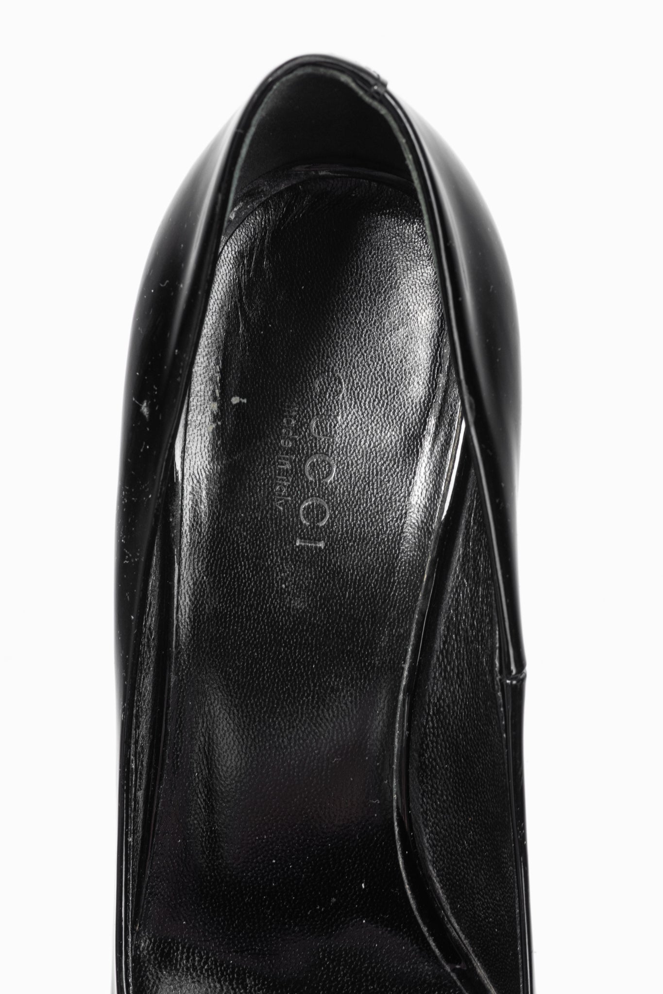Gucci Kristen Black Patent-Leather Pointed Toe Bamboo Heels